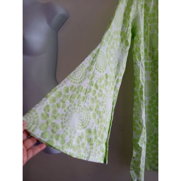 NWT Jeanine Johnson Women Green/White 100% Cotton Swimsuit Coverup Dress Large - Picture 6 of 9